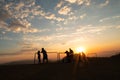 LOS ANGELES, USA - JUNE 28, 2016: View of people watching the sunset from Griffith Park in Los Angeles