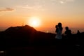 LOS ANGELES, USA - JUNE 28, 2016: View of people watching the sunset from Griffith Park in Los Angeles