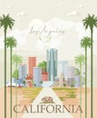 Los Angeles vector city banner. California poster in colorful flat style.
