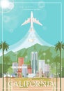 Los Angeles vector city card. California poster in colorful flat style.