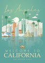 Los Angeles vector city flyer. California poster in colorful flat style.