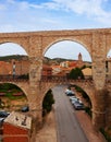 Los Arcos aqueduct in summer Royalty Free Stock Photo