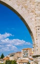 Los Arcos Aqueduct in Teruel Old Town, Aragon Royalty Free Stock Photo