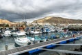 LOS CHRISTIANOS, TENERIFE/SPAIN - JANUARY 19, 2015 : Boats moore