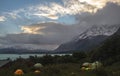 Los cuernos campsite and rock formations in Torres del Paine - W circuit Trekking