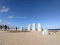Los Dedos Monument on Punta del Este Beach in Uruguay Royalty Free Stock Photo