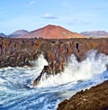 Los Hervideros, coastline with huge waves