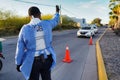 LOS MOCHIS, MEXICO - Apr 16, 2020: sanity police checkpoint