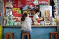 LOS MOCHIS, MEXICO - Feb 21, 2020: in the market in a breakfast place of smoothies and eggs to taste