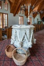 Baptismal font at St. Marks in the Valley Church, Los Olivos, California, USA Royalty Free Stock Photo