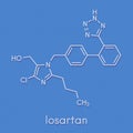 Losartan hypertension drug molecule. Skeletal formula. Royalty Free Stock Photo