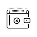 Black line icon for Lose, mislay and wallet Royalty Free Stock Photo