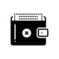 Black solid icon for Lose, mislay and wallet Royalty Free Stock Photo