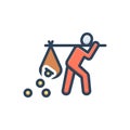 Color illustration icon for Lose, squander and money bag