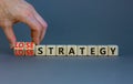 Lose-lose strategy symbol. Businessman turns wooden cubes with words lose lose strategy. Beautiful grey table, grey background. Royalty Free Stock Photo