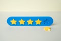 Lose a popularity star. 4 stars out of 5. Rating decrease. Reputation risk concept Royalty Free Stock Photo