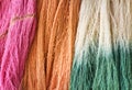 Colorful multicolored raw cotton thread texture group for background Royalty Free Stock Photo