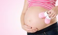 ÃÂlose up of a cute pregnant belly Royalty Free Stock Photo