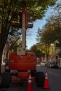 lose up image of a JLG hydraulic telescopic boom lift a.k.a cherry picker Royalty Free Stock Photo