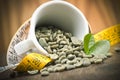 Lose weight by green coffee Royalty Free Stock Photo