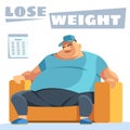 Lose weight. Junk meal leads to obesity. Person regularly overeats concept. Health care concept.