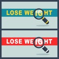 Lose weight word with magnifier concept