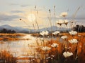 abstract background golden light dances across the meadow.