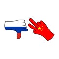 loser russia victory china hand gesture colored icon. Elements of flag illustration icon. Signs and symbols can be used for web,