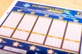 Loseup of french grids of Euromillions from the society FDJ La francaise des jeux