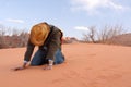 Losing faith in the desert Royalty Free Stock Photo