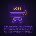 Losing game neon light icon