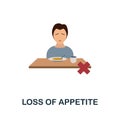 Loss Of Appetite flat icon. Colored element sign from psychological disorders collection. Flat Loss Of Appetite icon