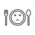 Loss of appetite vector icon illustration. Depression no food icon