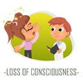 Loss of consciousness medical concept. Vector illustration.