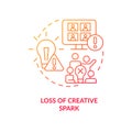 Loss of creative spark red gradient concept icon