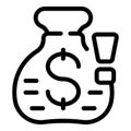 Loss data money bag icon outline vector. Computer information Royalty Free Stock Photo