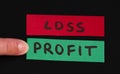 Loss and profit text conception