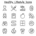 Loss weight, diet, healthy life style icon set in thin line style