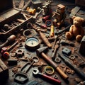 Lost Artifacts Everyday objects like toys and tools are scattere Royalty Free Stock Photo