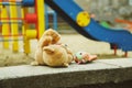 lost bear. abandoned toys, playground. toys talk.