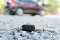 Lost car keys on the ground, Car keys dropped on the floor or fall lying on the street home front. Walking Away From Lost Car Key Royalty Free Stock Photo