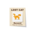 Lost cat. Reward for the find. Missing poster. Royalty Free Stock Photo