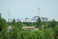 Lost city Pripyat and Chernobyl power station Royalty Free Stock Photo