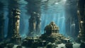 lost city, under water, kingdom, ruins, aqua life