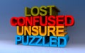 lost confused unsure puzzled on blue background