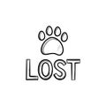 Lost dog hand drawn outline doodle icon. Royalty Free Stock Photo