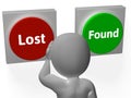 Lost Found Buttons Show Seeking Or Misplaced Royalty Free Stock Photo