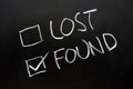 Lost and found check boxes Royalty Free Stock Photo