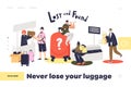 Lost and found service in airport landing page for website. Loosing luggage while travel concept Royalty Free Stock Photo