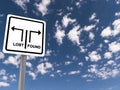 Lost Found Traffic Sign in the Clouds Royalty Free Stock Photo